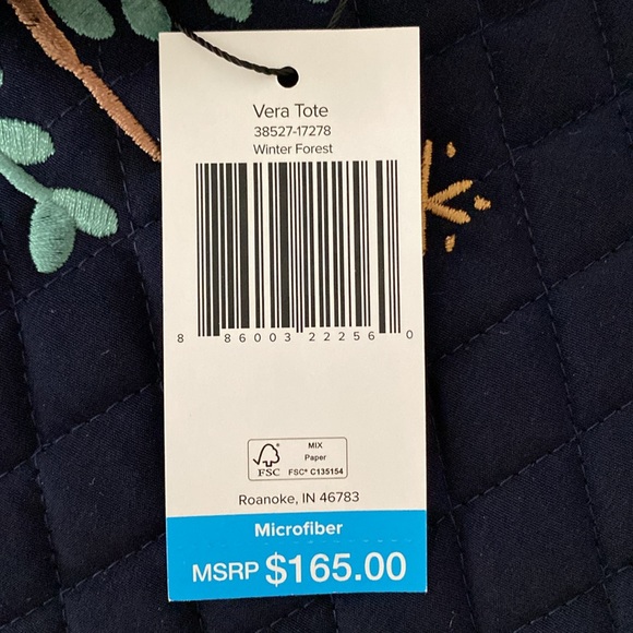 2pc Travel Set Vera Bradley Large Tote+Medium Cosmetic Winter Forest pattern NWT - Picture 5 of 12